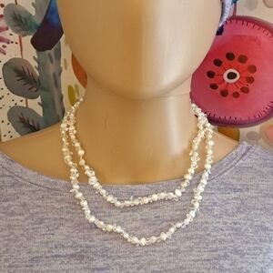 Pearl And Crystal Bead Sparkly Long Necklace